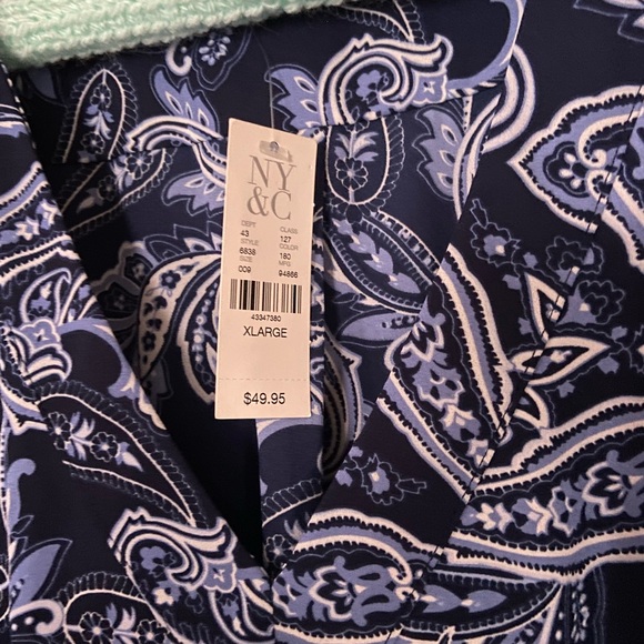 Navy blue paisley XL blouse from NY&Co. - NEW! - Picture 2 of 3